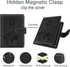 Passport Holder Wallet Cover Personalized Letter A-Z Travel Wallet RFID Blocking Passport Cover Wallet Case for Travel Passport Book Holders for Women and Men, Black-O