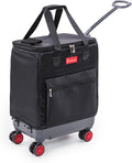 Handy Sandy All-Purpose Roller Bag – Foldable Top-Opening Tote on Wheels with Zipper Closure, 8 Spinner Wheels, Lightweight & Durable – Travel, Groceries, Laundry, Work, Everyday Hauling - Patent- Red