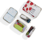 Remobia Hicol TSA Approved 5-Piece Diaper Bag Organizer Pouch Set Clear Waterproof TPU Kids Toiletry Storage Set Travel Packing Clutch Cube Bags for Baby Nursing(Pearl White Leather)