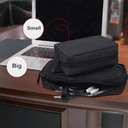 CAAORDKSO Travel Cable Organizer Pouch Electronic Accessories Carry Case Water Resistant Accessories Organizer Pouch Bag for Cable, Cord, Charger, Phone, Power Bank, Earphone (Big-Black)