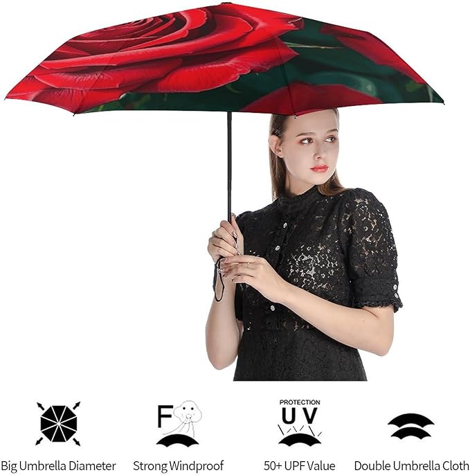 Cowboy Black Hat Western Boots Umbrellas for Rain Portable Travel Umbrellas Lightweight Automatic Windproof Folding Umbrella Compact Outdoor Beach Umbrella for Women, Men