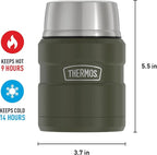 THERMOS Stainless King Vacuum-Insulated Food Jar with Spoon,16 Ounce,Army Green,(Pack of 4)