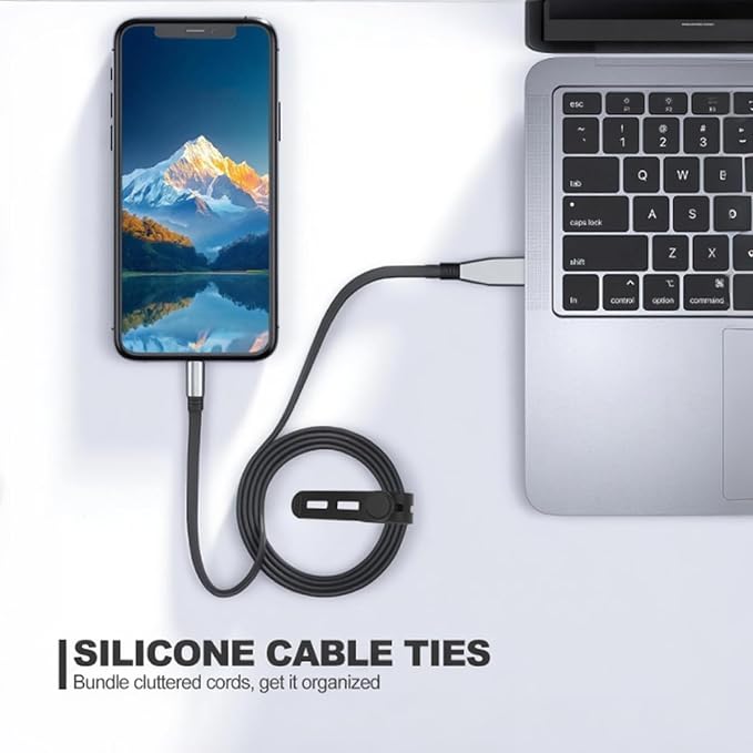 15 Pcs Cable Ties ，Silicone Cable Ties, Reusable Cord Organizer for Charger Cables, Hair Dryer, Home & Office, Flexible Cord Wraps for Electrical Wires (15 Pcs Cord Organizer)