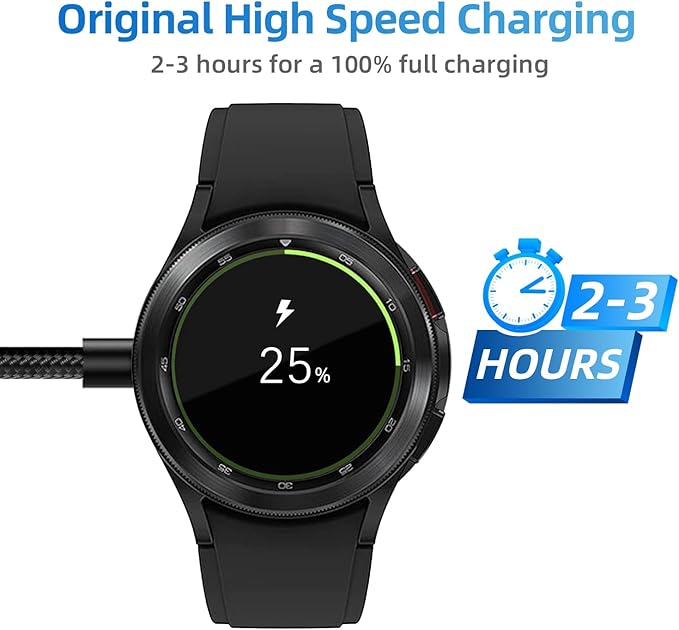 USB C Charger for Samsung Galaxy Watch 7/6/6 Classic/5/5 Pro/4/4 Classic/3/Active 2, (2 Pack) Upgrade Nylon Galaxy Watch Charger Cable
