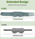 Bamboo Cotton Large Sleep Mask with Bluetooth Wireless Headphones - Blackout Eye Mask for Sleeping 3D Contoured Sleep Eye Cover Headband Ear Plugs Low Noise Hook for Men Women Better Experience (Grey)