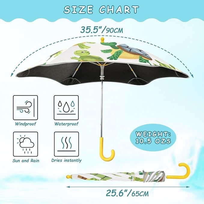 ALAZA Kids Umbrella Stick Umbrellas Cute Umbrella for Boys Girls Toddler UV/Sun Rain Windproof