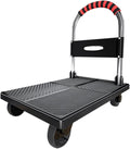 Platform Trucks Push cart Foldable, Push cart Heavy Duty, Hand cart,Suitable for Luggage, Shopping, Travelling, Moving and Office (Color : Black, Size : 70 * 42cm(B))