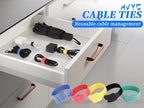 MVYC 150PCS 8 Inch Cable Ties Reusable Multi-Purpose Wire Ties Cord Organizer Adjustable Cable Management 5 Colors