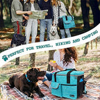 PetAmi Dog Travel Bag, Travel Pet Bag Organizer, Dog Food Travel Bag with Container Collapsible Bowls, Pet Travel Supplies Gift Accessories for Weekend Camping, Puppy Cat Diaper Bag, Teal Blue Medium