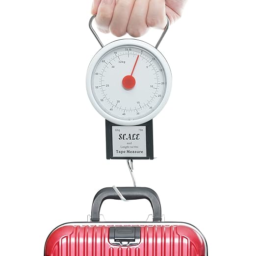 Luggage Scale, TFY Travel Luggage Manual Scale with Tape Measure Plus a Luggage Strap, Measure Up to 75 lbs and 39 Inchs