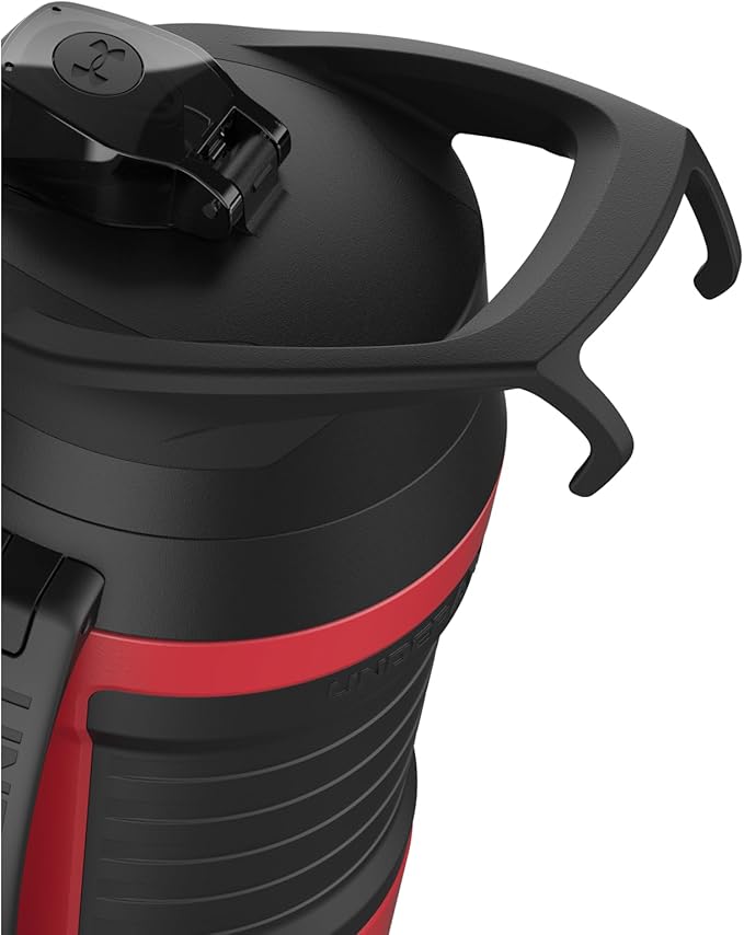 Under Armour Insulated Water Bottle with Handle & Fence Hook, Half Gallon Sports Water Jug, Leak-Resistant & BPA-Free for Baseball, Football & Gym - Red/Black, 64oz