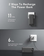 VRURC Portable Charger 20000mAh, Fast Charging Power Bank USB C,4 Output 2 Input Travel Essentials Charging Bank Equipped with LED Display,Built-in Wall Plug and Cables,Phone Charger Battery,Black