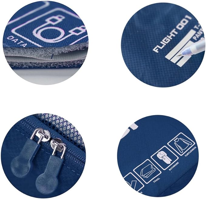 Packing Cubes Set Travel Luggage Organizers Suitcase Lightweight Accessories Navy Blue