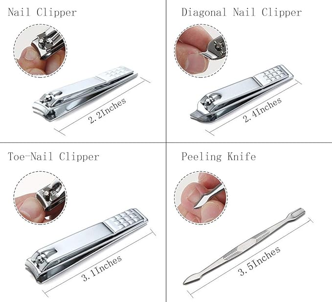Manicure Set Professional Nail Clippers Kit Pedicure Care Tools- Stainless Steel Grooming Kit 12Pcs for Travel or Home (Rose Gold)