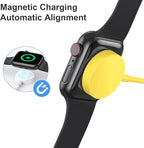 Fast Charger for Apple Watch Charger, Magnetic iWatch Charger to USB A Cable 3.3FT with USB A Wall Plug Adapter for Apple iWatch Series Ultra/10/9/8/7/6/SE/5/4/3/2 (Yellow)