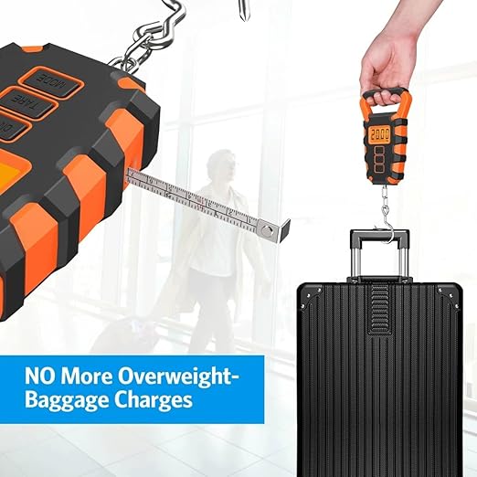 Portable Luggage Scale, 50KG Digital Fishing Scale with Ruler Portable Travel Luggage Weighing Scale Digital Fishing Scale Kitchen Food Scale