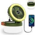 3-in-1 Camping Fan, Portable Solar Fan Rechargeable with LED Lantern, Battery Powered & Solar Camping Fan Light with Hanging Hook for Tent, 3 Speeds USB Fans for Camping Essentials, RV Travel, Outdoor