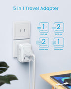 2 Pack US to Japan Plug Adapter, VINTAR Foldable Japan Travel Adapter with 2 Outlets and 3 USB Ports(2 USB C), 2 Prong to 3 Prong Outlet Adapter for USA to Japan China Canada Philippine, Type A