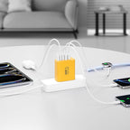 USB C Charger Block, 60W 5-Port Type C Charger Fast Charging Block, USBC USB Multiple Port Wall Charger Plug Adapter for iPhone 17/Air/16/15/14/13/12/11 Pro Max, Samsung Galaxy, iPad, Tablet (Yellow)