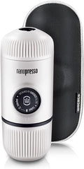 WACACO Nanopresso Portable Espresso Maker Bundled with Protective Case, Upgrade Version of Minipresso, Mini Travel Coffee Machine, Perfect for Camping, Travel and Office (New Elements Chill White)