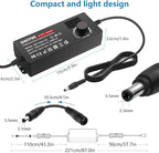 SHNITPWR AC Adapter 120W Universal Power Adapter 4V 5V 6V 9V 12V 15V 18V 19V 20V 24V Adjustable Switching Power Supply 100V~240V AC to DC 4V ~ 24V 5A Converter with 14 Tips & Polarity Converter