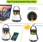 2 Pack LED Camping Lantern, 1500 Lumens Camping Lantern Rechargeable with Solar Panel Charging, Waterproof, 8 Light Modes, 7500mAh Power Bank, Camping Flashlight for Hurricane Emergency, Outdoor