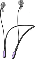 HALLJOY for Galaxy Buds 4/4 Pro/Buds 3/3 Pro Strap Neckband, Anti-Lost Accessories, Support Volume Control, Ergonomic Design, Fit Airpods Pro 3/2/1, Airpods 4, 3, 2, 1, Black Band/Purple Tip