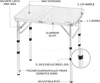 Yriuat Folding Camping Table 2ft Portable Pinic Table Adjustable Height Small Card Table Aluminum Foldable Lightweight with Carry Handle for Outdoor Indoor Hiking Camp BBQ Beach