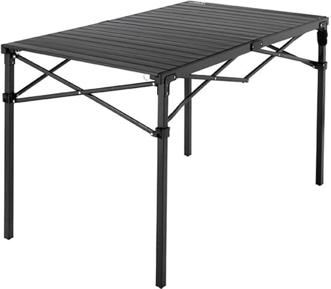MOUNTAIN SUMMIT GEAR Heavy-Duty Roll-Top Table for Camping - Portable Aluminum-Top Folding Table with Steel Frame by Caddis Sports (Medium)