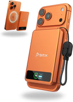 5K Magnetic Power Bank, Orange, Qi2 Certified 15W Wireless Charger, LCD Display, Ultra-Slim Solid-State Battery Pack for iPhone 17/16, Lightweight Travel, Everyday Use USB-C Portable Charger