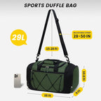 Vorspack Gym Bag for Men - 18 Inches Small Duffle Bag for Travel Lightweight Duffel Bag with Shoe Compartment Personal Item Travel Bag Weekender Bag for Travel Sports Gym - Green