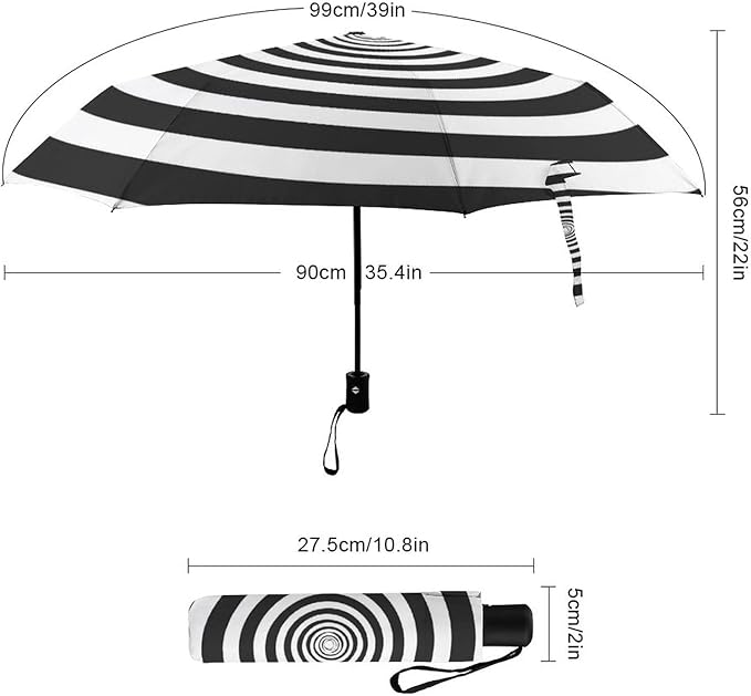 AMRANDOM Travel Folding Umbrella Automatic Open Tri-Fold For Car Rain Outdoor Use For Car Rain Outdoor Use With Black Anti-Uv Coating