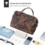 ESVAN Travel Tote Duffel Gym Bag,Weekender Overnight Carry-on Tote Crossbody Bag with Wet Pocket and Trolley Sleeve Upgraded