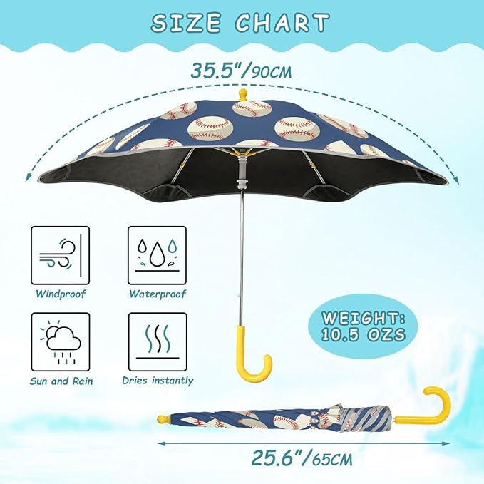ALAZA Kids Umbrella Stick Umbrellas Cute Umbrella for Boys Girls Toddler UV/Sun Rain Windproof