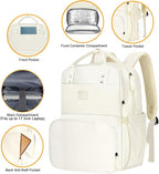 MATEIN Womens Backpack with Lunch Box, 17 Inch Laptop Backpack with Cooler Compartment for Lunch Containers, Large Computer Backpack for Travel Work College Daily, Beige