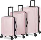Expandable Hardsided Spinner (Pink, 3 Piece Set (28", 24", 19")