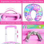 Cute Butterfly Kids Suitcase 2PC Set with 360° Spinner Wheels, Lightweight Travel Carry-On Hardshell Luggage for Girls, Toddler & Elementary Children