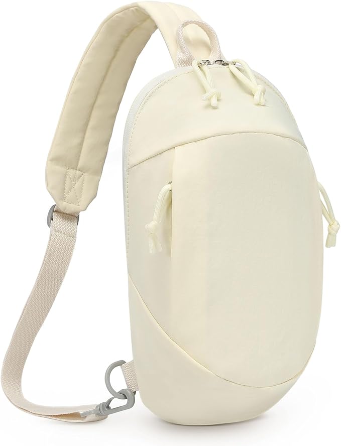Small Sling Bag with RFID Blocking, Mini Fanny Pack for Women and Men, Convertible Crossbody Anti Theft Chest Bag for Travel Hiking Running, Beige