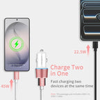 67.5W Pink Car Charger USB C Super Fast Charging, 45W USBC&QC3.0 Port Plug for iPhone 17 Pro Max/Air/16/15/iPad, Samsung S26 Android Cell Phone, Dual 12V Cigarette Lighter Adapter+3.3 ft Type C Cable
