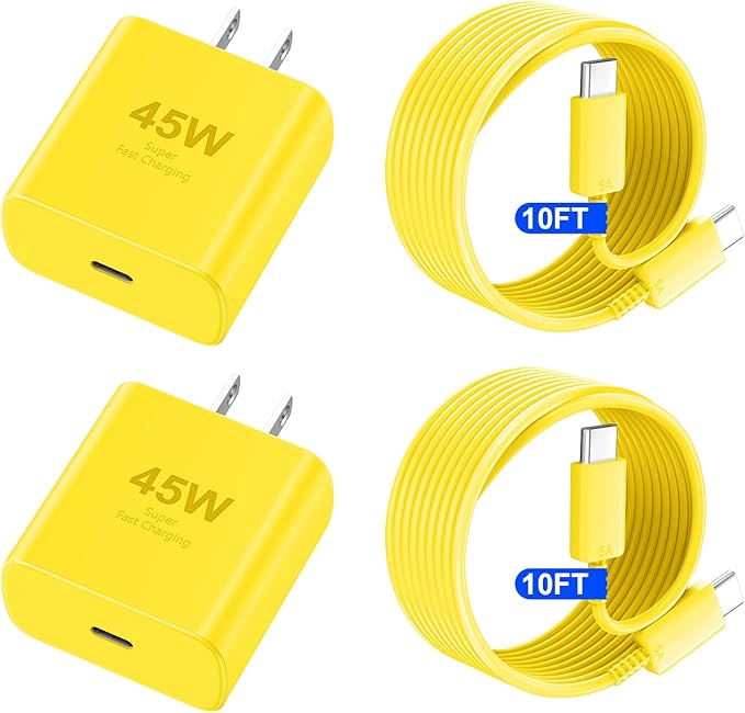 Phone 17 16 Pro Max Charger Fast Charging, 45W USB C Phone 17 16 Super Fast Charger Block with 10ft Long Type C Charging Cable Cord for i.Phone 17 Pro Max/17 Pro/17 Air/17/16/16Pro/16 ProMax-Yellow