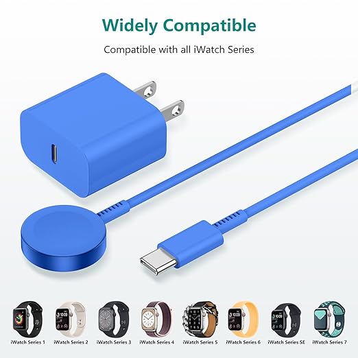 2Pack for Apple Watch Charger Cable, Magnetic Fast Charger to USB-C Cable 3FT, Wireless Fast iWatch Charger Portable Compatible with iWatch Ultra/Series 9/8/7/6/SE/SE2/5/4/3/2/1- Blue