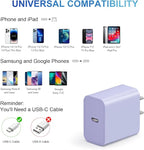 iPhone Charger Fast Charging USB C Charger Block Type C Charging iPad Chargers with 6FT C Chargers Cord Compatible with iPhone14/14 Pro Max/13/13Pro/12/12 Pro/11,iPad(Purple)