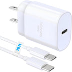 TT&C 30W USB-C Fast Charger with 10ft Extra Long Cable, PD Wall Plug for iPhone 17 16 15 Pro Max, iPad Air, and Samsung Galaxy S26 S25 S24, White, 1-Pack