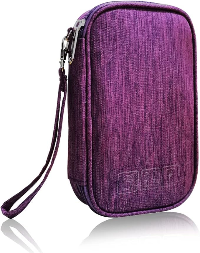 Electronic Organizer Bag Cable Organizer Travel Cord Organizer Case Pouch Portable Carrying Case for Charger Hard Drive Earphone USB SD Card (Purple)