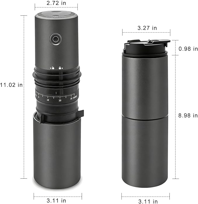 Portable All-in-One Coffee Maker with Grinder & Insulated Mug, Electric Grind & Brew Machine for Travel, Office and Camping
