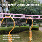 Clothesline,3 Pack Clotheslines for Outside, Adjustable Clothes line，Windproof Clothesline with Hooks, Indoor and Outdoor Laundry and Drying Lines,Ideal Camping & Travel Essentials (5 m/197 in)