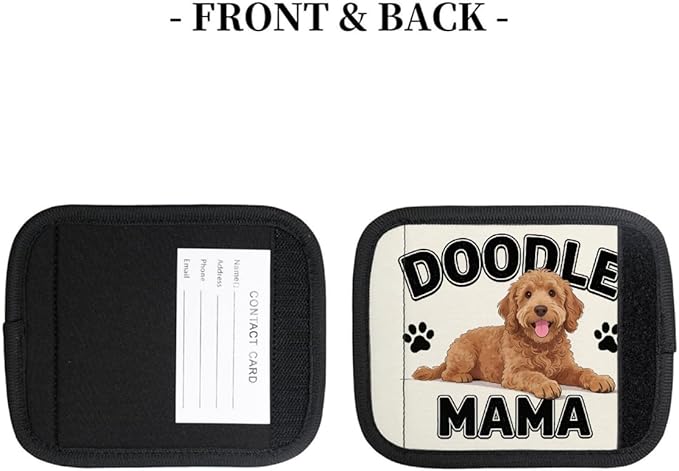 2 Pack Luggage Handle Wrap with Travel Tags - Non-Slip Protective Cover Soft Handle Grips Covers for Suitcase(Doodle Dogs)