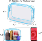 Tbestmax 10 Pcs Clear Cosmetic Bags Makeup Bags Portable Waterproof Travel Toiletry Bags Organizer Blue, 7.5"x 4.8"x 2.3"