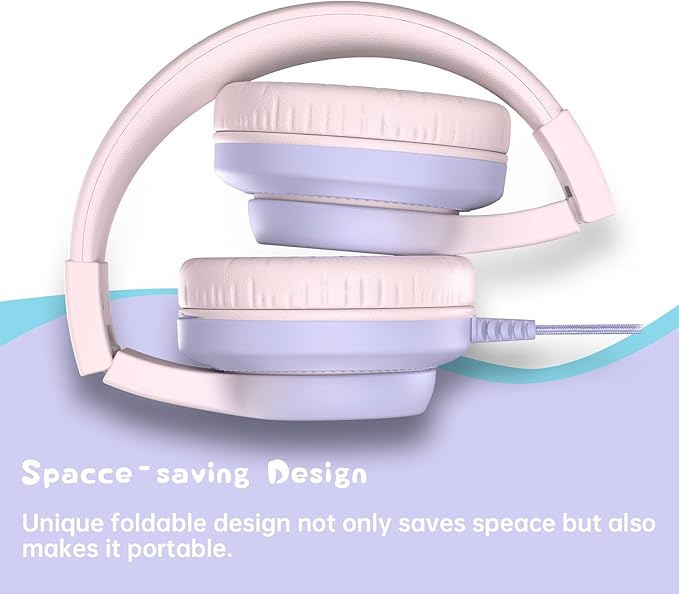 Candy Bila 2 Pack Kids Headphones, Wired Headphones for Kids Over Ear with Microphone, 85/94dB Volume Limiter Headphone for Girls Boys, Foldable Headphone for Learning & Entertainment