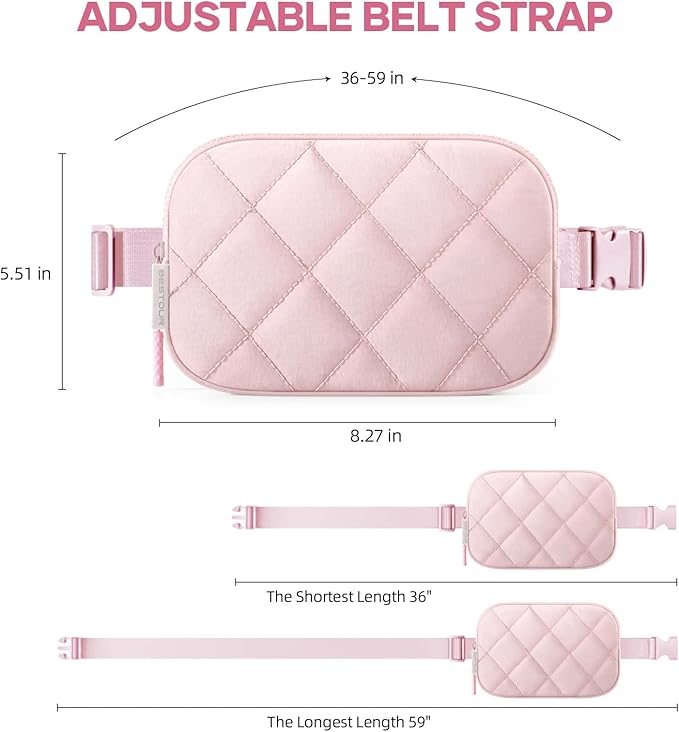 Fanny Pack for Women Men, Waterproof Belt Bag with Adjustable Strap & Back Anti-Theft Zipper Pocket, Lightweight Crossbody Bag for Travel, Workout, Running (6.Pink upgrade)